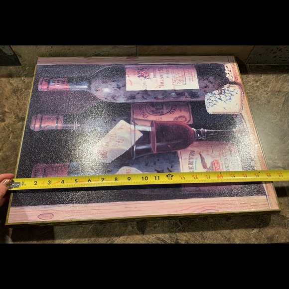 2 Vintage Wine Prints with 3D Wooden Frame - Picture 7 of 8